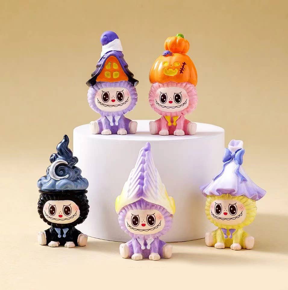 Halloween Ghost Mini Labubu Figurines Colorful Desk Toys
