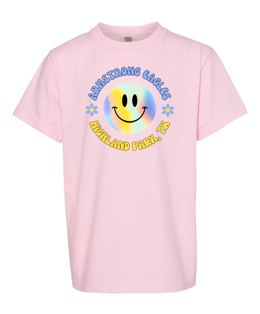 Blossom Pink Flower Power Happy Face T-Shirt