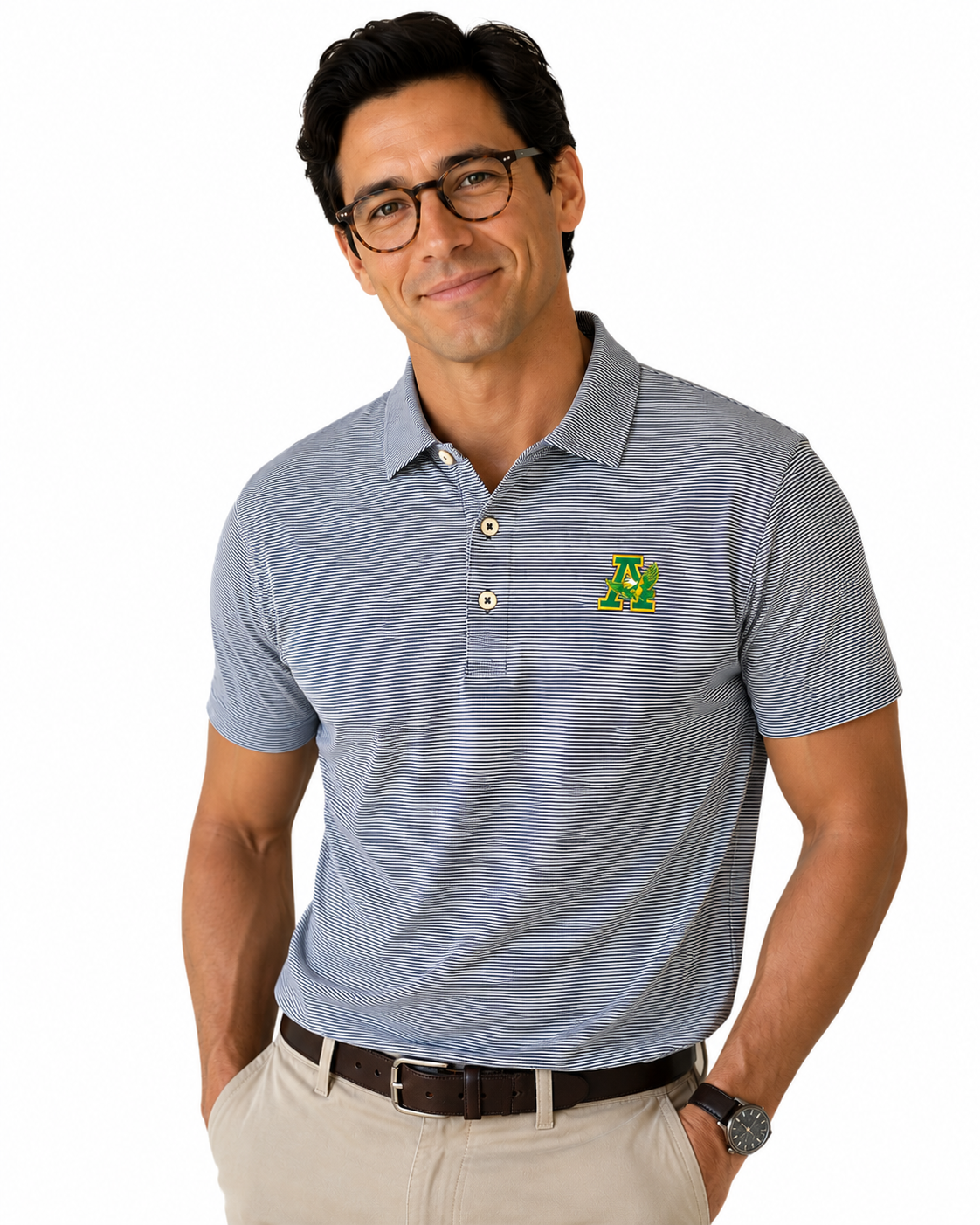 Grey Striped Peter Millar Eagle Polo