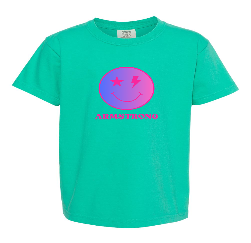 Teal Happy Face Short Sleeve T-shirt