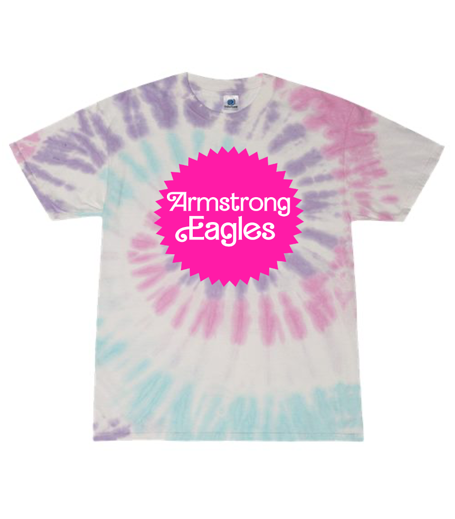 Tie-Dye Barbie Seal Short Sleeve Shirt in Cotton Candy