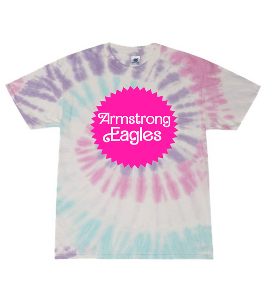 Tie-Dye Barbie Seal Short Sleeve Shirt in Cotton Candy