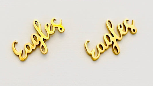 "Eagles" Script Gold Stud Earrings