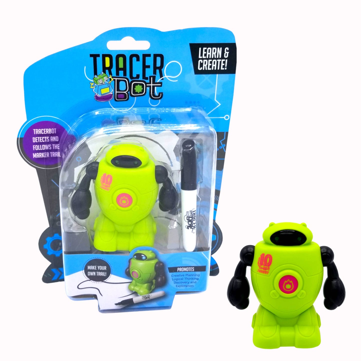 Tracerbot - Green. Inductive Robots Follow The Line You Draw