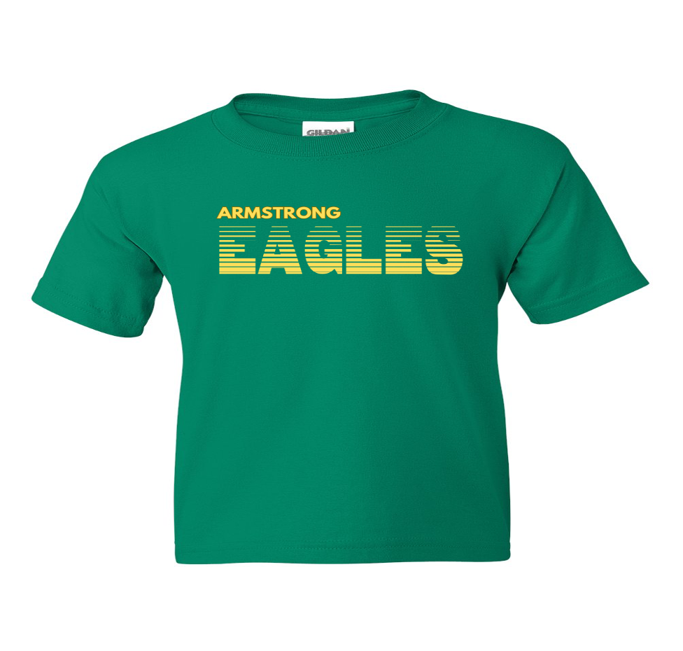 Green Yellow Script Fading EAGLES Short Sleeve T-shirt