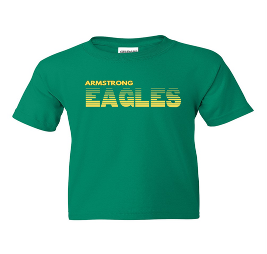 Green Yellow Script Fading EAGLES Short Sleeve T-shirt