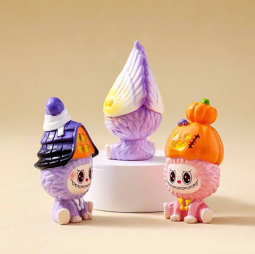 Halloween Ghost Mini Labubu Figurines Colorful  Desk Toys