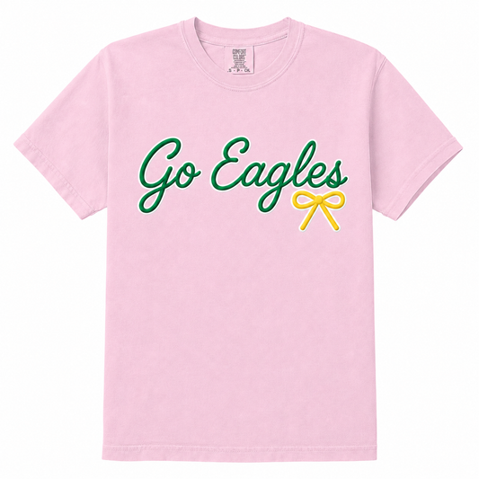 Pink "Go Eagles" Bow Tee