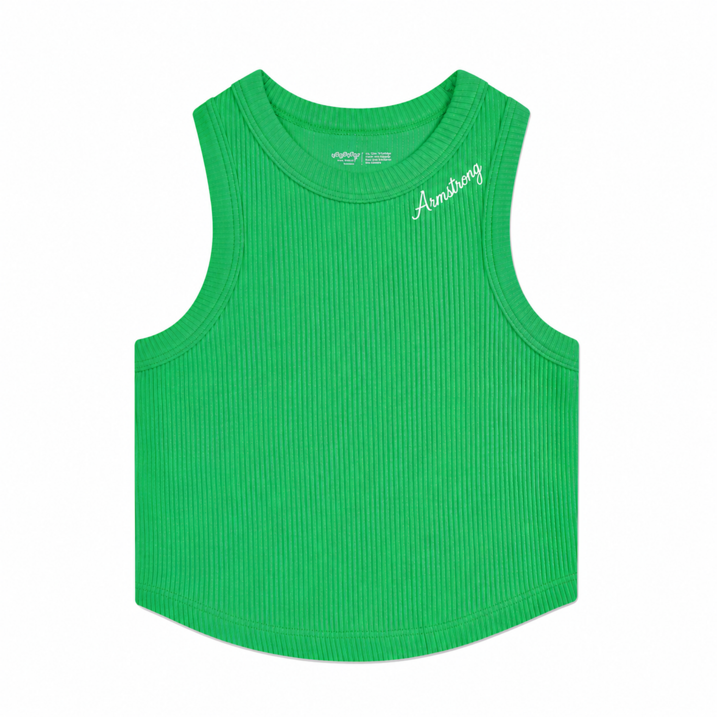 Armstrong Cropped Ribbed Racer Back Embroidered Tank
