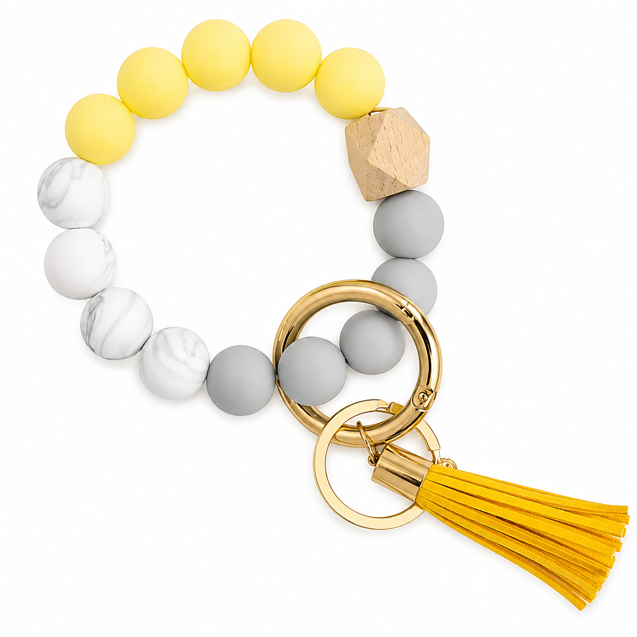 Yellow and White Key Ring