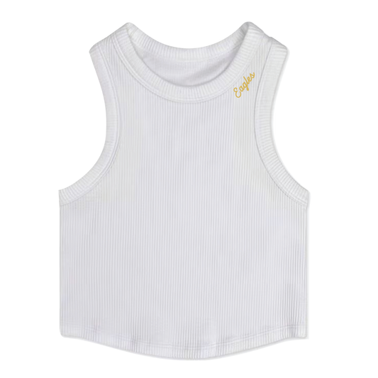 Eagles Cropped Ribbed Racer Back Embroidered Tank