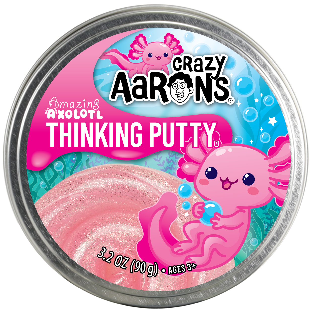 Amazing Axolotl - Full Size 4" Thinking Putty Tin