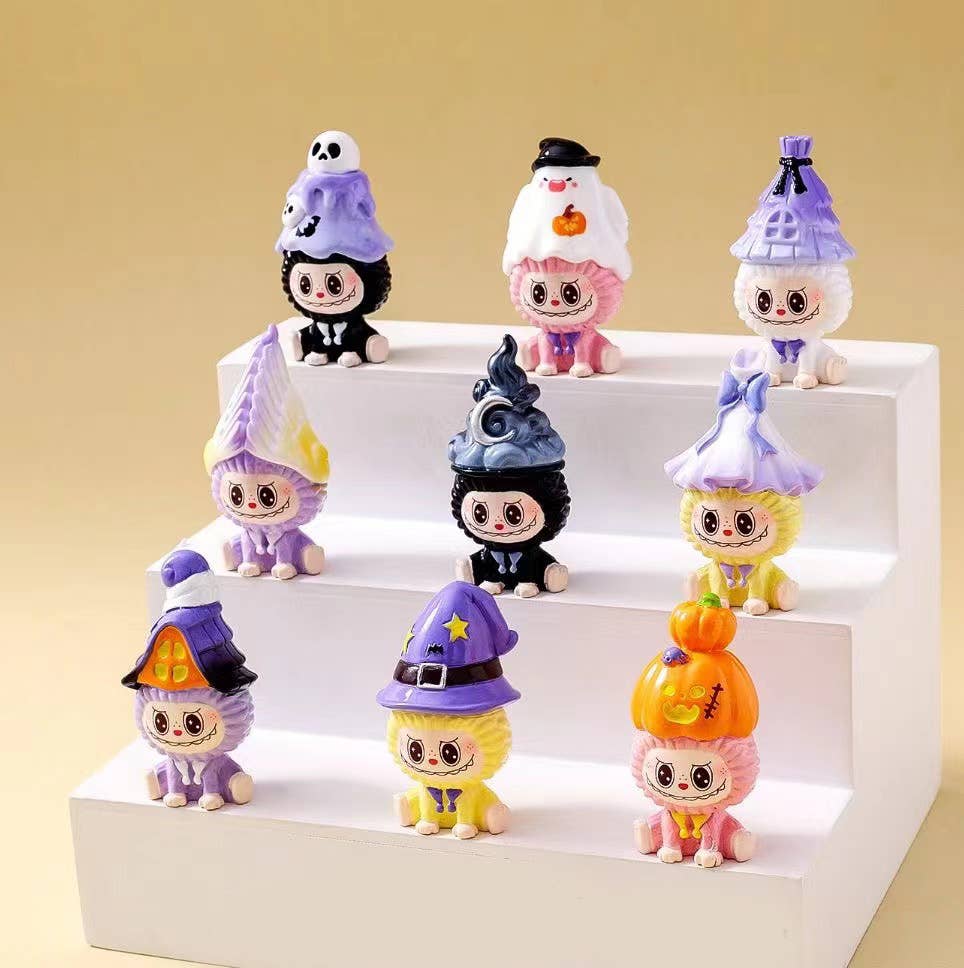 Halloween Ghost Mini Labubu Figurines Colorful  Desk Toys