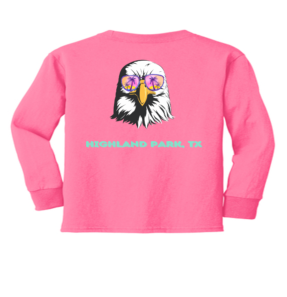 Coral Eagle with Sunglasses Long Sleeved T-Shirt