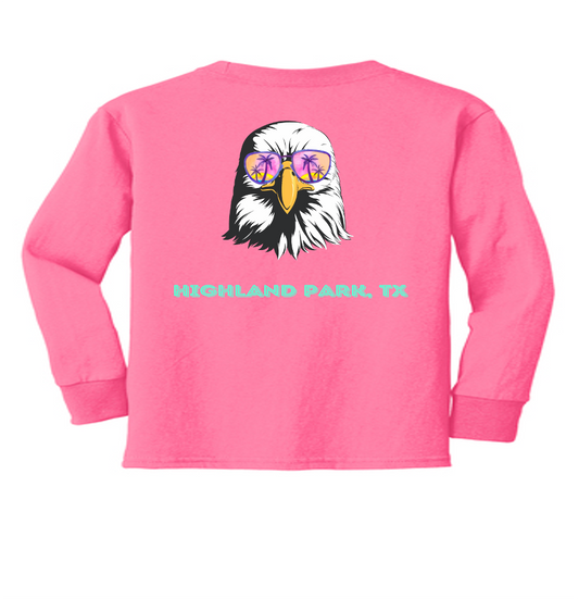Coral Eagle with Sunglasses Long Sleeved T-Shirt